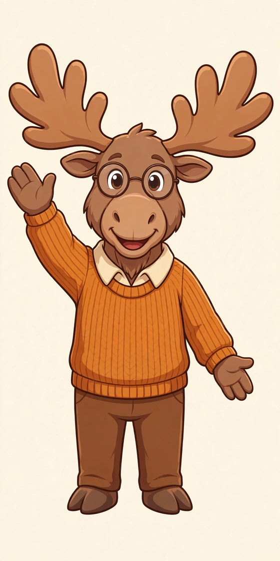 The Moosed Institute mascot waving hello